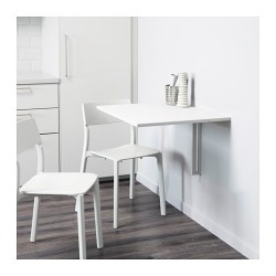Фото1.Стіл пристінний відкидний білий 74x60 NORBERG 301.805.04 IKEA