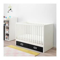 Фото2.Дитяче ліжко біле з ящиками чорного кольору 60x120 STUVA / FRITIDS 392.675.07 IKEA