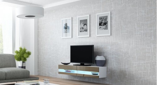 Тумба ТВ 140 VIGO NEW Cama белый / латте глянец