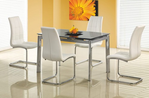 Стеклянный обеденный стол Halmar Lambert 120-180x80x76 см Черный/Хром