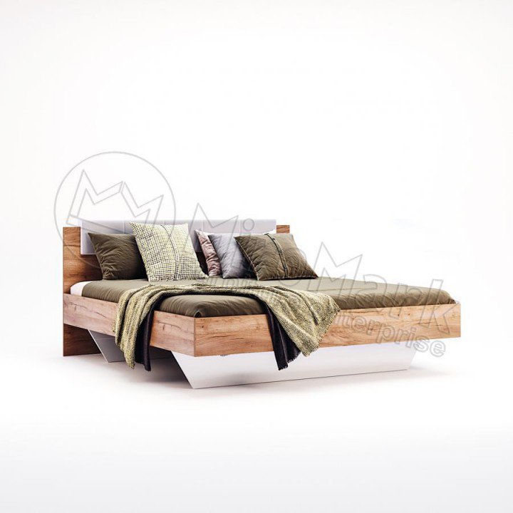 КРОВАТЬ Асти 1,8х2,0 Мягкая спинка (* НОВИНКА *) МироМарк дуб крафт / белый глянец