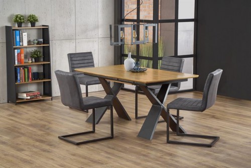 Стол раскладной Halmar Chandler 160-220 / 90/75 cm МДФ Дуб / Черный