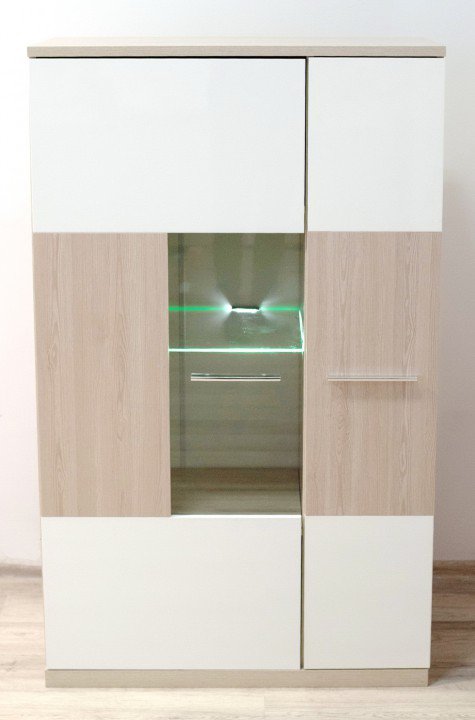 Вітрина 2-дверна Embawood Хельсінкі White, Oak rhodos light