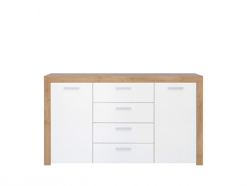 Комод KOM2D4S Balder BRW белый глянец/дуб ривьера
