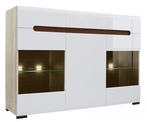 Буфет KOM2W1D3S / 10/15 Azteca BRW дуб san remo / белый глянец