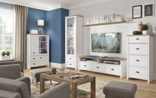 Модульна вітальня Cannet BRW білий / дуб каньйон монумент