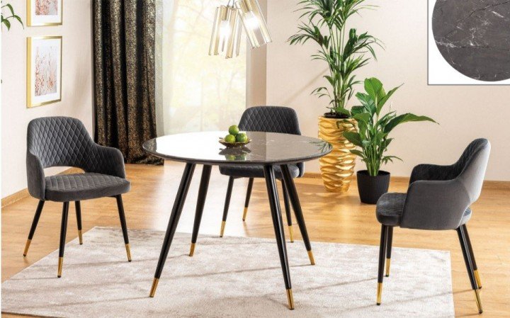 Стол обеденный Signal CYRYL II Камень/черный/золотой