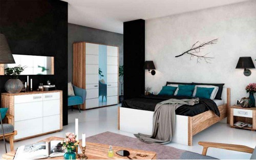 Комплект в спальню Davin 2 Blonski дуб каньйон/білий глянець