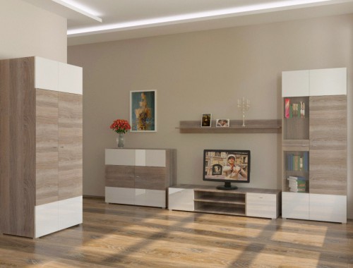 Вітальня ARTE 2 Blonski дуб Cонома трюфель/білий глянець