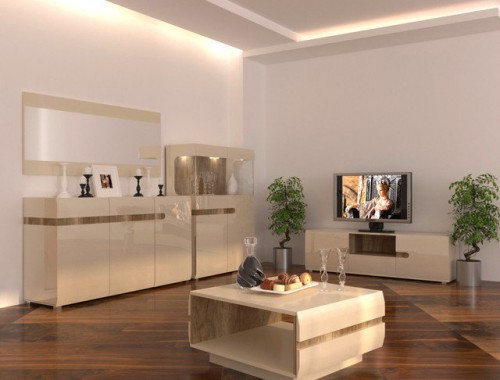 Комплект в вітальню Letis 4 Blonski кремовий глянець/дуб каньйон