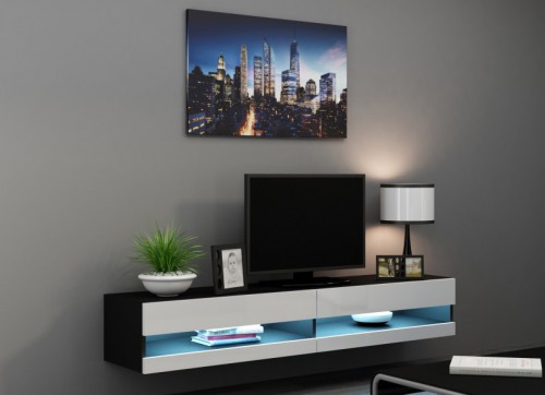 Тумба ТВ 180 Vigo NEW Cama черный / белый глянец