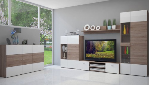 Вітальня ARTE 1 Blonski дуб Cонома трюфель/білий глянець