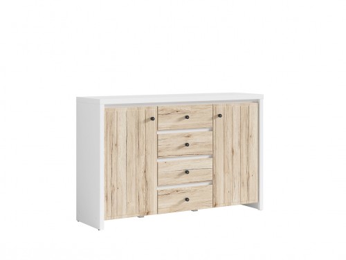 Комод KOM2D4S Karet BRW белый / дуб сан-Ремо светлый