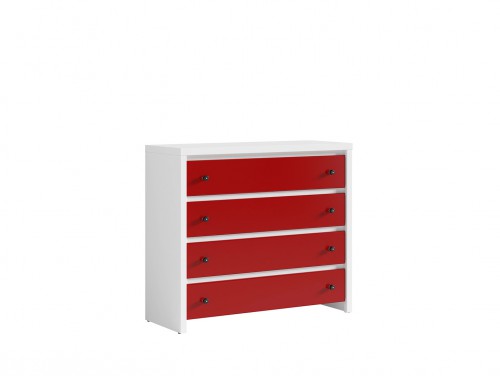 Комод KOM4S Karet BRW белый / красный