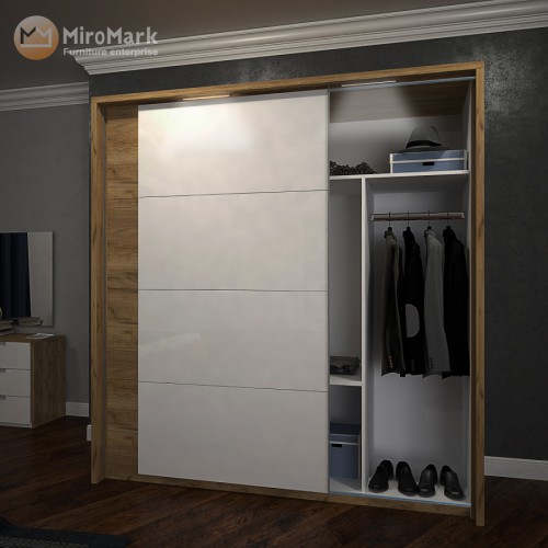 Шкаф-купе 2,5м Асти МироМарк AS-21-WB Дуб крафт / Глянец белый