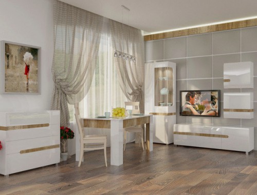 Комплект в вітальню Letis 2 Blonski білий глянець/дуб каньйон