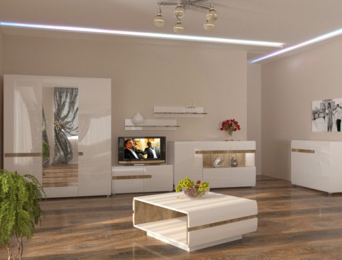 Комплект в вітальню Letis 3 Blonski білий глянець/дуб каньйон