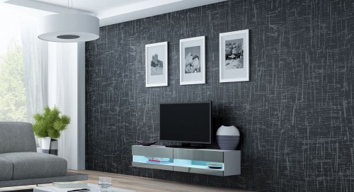 Тумба ТВ 140 NEW Vigo Cama белый / серый глянец