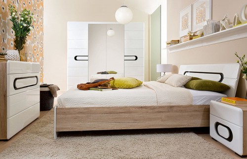 Спальня ​Byron BRW  дуб сан remo світлий / глянець білий