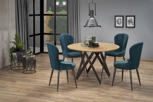 Стол круглый Halmar Mozambik o120 / 75 cm Дуб золотой / Черный