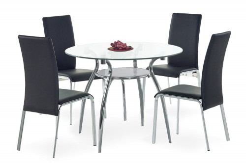 Стеклянный обеденный стол Halmar Adam 90х90x75 см Прозрачный/Хром