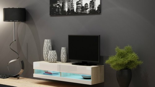 Тумба ТВ 140 VIGO NEW Cama дуб Сонома / белый глянец