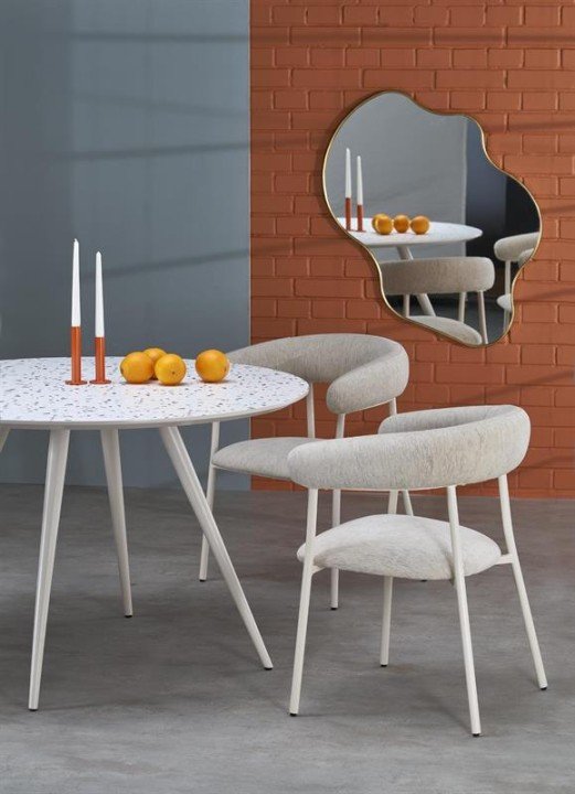 Стіл ARAMIS, стільниця - терацо, ніжки - білий