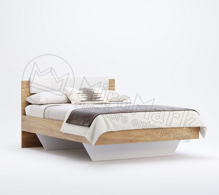 КРОВАТЬ Асти 1,4х2,0 Мягкая спинка (* НОВИНКА *) МироМарк дуб крафт / белый глянец