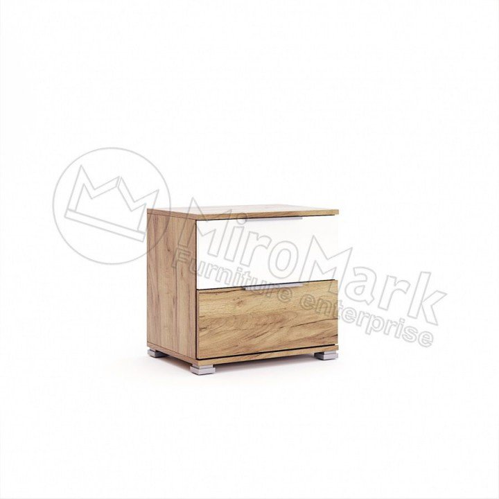 ПРИЛІЖКОВА ТУМБА 2шх Асті (НОВИНКА) МіроМарк дуб крафт / білий глянець