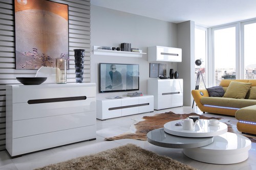 Вітальня 2 Azteca BRW білий / білий глянець