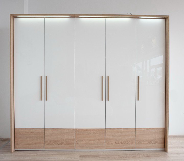 Гардероб 5-х дверний Embawood Верона Білий, Дуб сонома