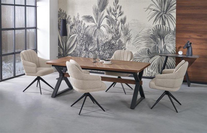 Розкладний стіл BARON, горіх / чорний (2 шт. = 1 шт.)