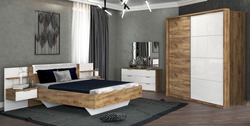 Спальня 2,5 Асті МіроМарк AS-125-WB Дуб Крафт/Глянець Білий