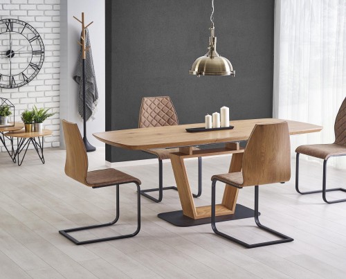 Комплект обідній HALMAR стіл BLACKY  і стільці  K-265 160-220/90/76 cm Дуб Золотий-Чорний