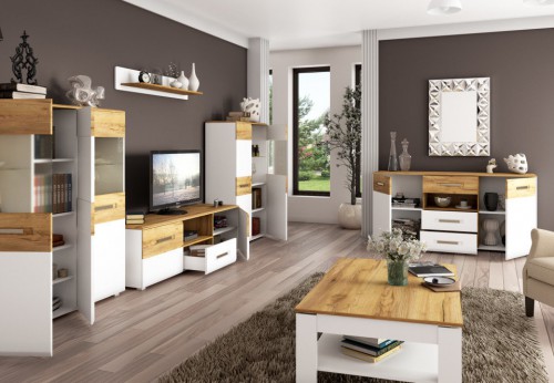 Вітальня Camilla 1 Blonski дуб крафт золотий/білий матовий