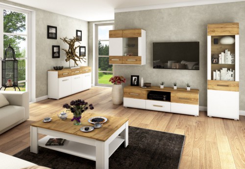 Вітальня Camilla 2 Blonski дуб крафт золотий/білий матовий