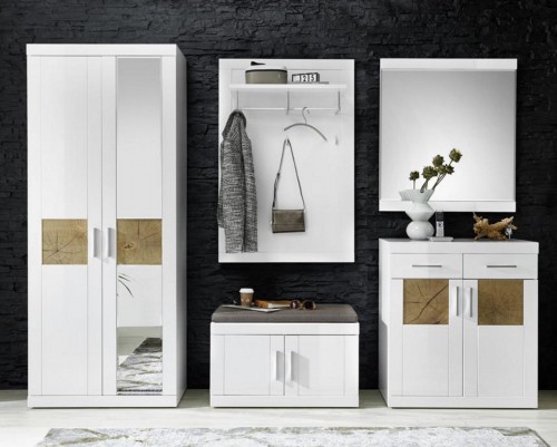 Передпокій Boca BRW білий / білий лак / серцевина дуба