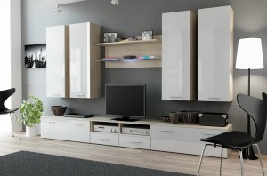 Вітальня DREAM 3 дуб сонома - білий глянець CAMA MEBLE Польща