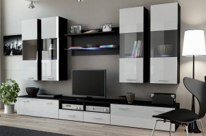 Вітальня DREAM 1 чорний - білий глянець CAMA MEBLE Польща