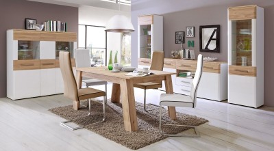 Вітальня Cartago Forte білий / білий глянець / дубова дошка