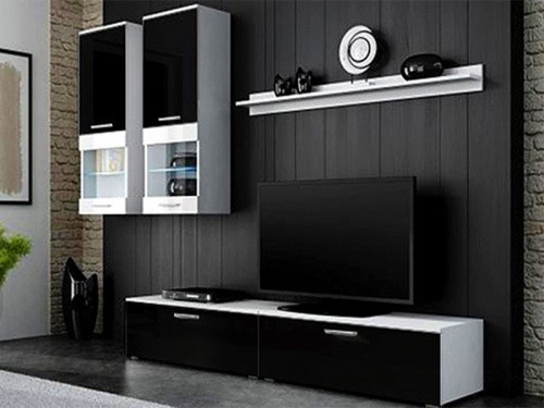 Вітальня Como Mini Cama білий/чорний глянець