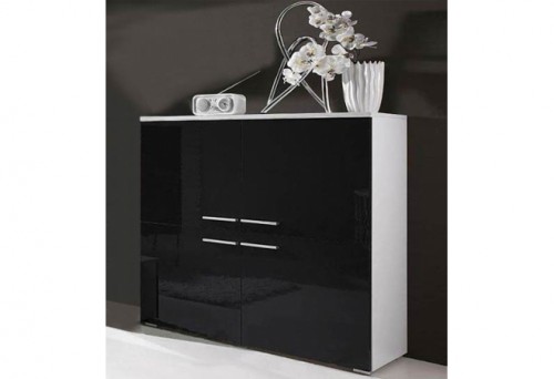 Комод Como Cama белый / черный глянец