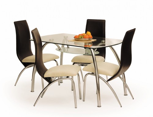 Скляний обідній стіл Halmar Corwin Bis 125x75x72 см Прозорий/Хром