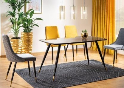 Стол обеденный Signal CYRYL I 140X80 Камень/черный/золотой