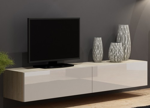 ​​​​Тумба VIGO RTV 140 дуб сонома ​ - белый глянец CAMA Польша