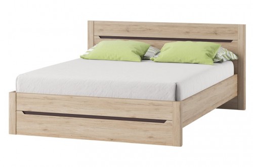 Ліжко двоспальне з підставою, спальне місце 140х200 см DESJO 50 SZYNAKA дуб сан ремо