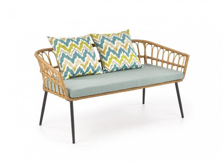 Диван для саду Halmar Gardena 2S Чорний / Коричневий / Сірий