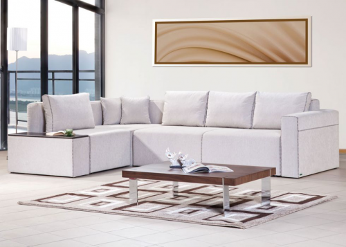 Угловой диван "Милани люкс" ЕМБАВУД белый