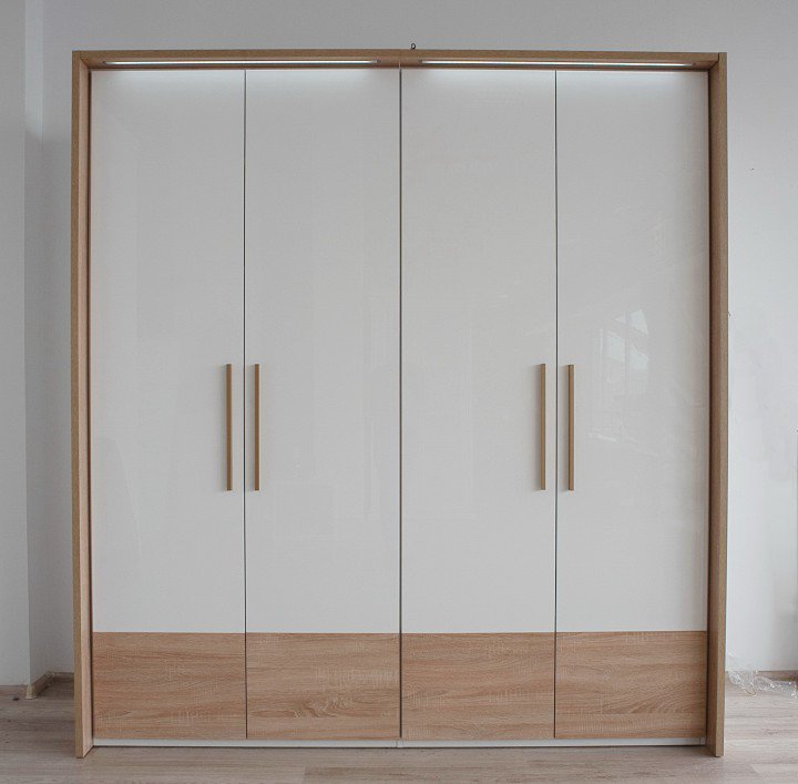 Гардероб 4-х дверний Embawood Верона Білий, Дуб сонома