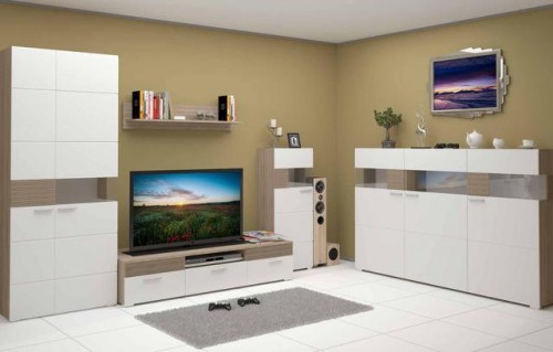 Комплект в вітальню Сomforti 2 Blonski дуб Сонома трюфель/білий глянець